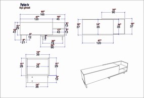 Móvel TV Parion – Branco – 165 cm x 35 cm x 41 cm