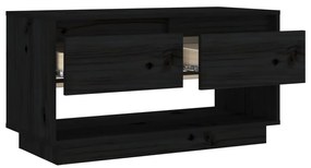 Móvel de TV 74x34x40 cm madeira de pinho maciça preto