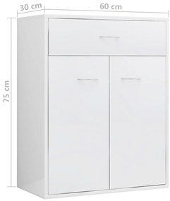Aparador 60x30x75 cm contraplacado branco brilhante