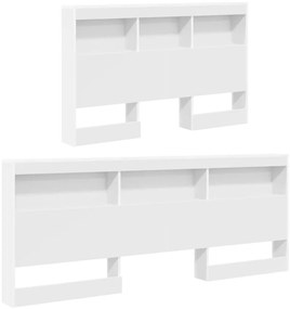 Cabeceira de armazenamento Branco 120 cm Madeira processada