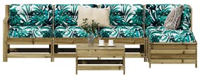 6 pcs conjunto de sofás de jardim madeira de pinho impregnada