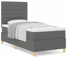 Cama Box Spring com Colchão Cinza Escuro Solteiro Tecido