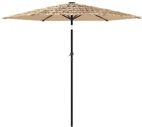 Guarda-sol de jardim com poste de aço 268x268x226 cm castanho