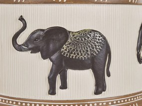 Vaso para plantas com motivo de elefantes em cerâmica creme 30 x 30 x 55 cm ACHILIO Beliani