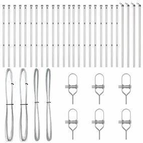 Postes de Cerca 26 pcs Ø32 mm 120 cm em Aço Galvanizado