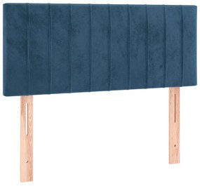 Cama com molas/colchão 90x190 cm veludo azul-escuro