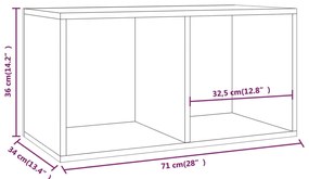 Caixa para discos vinil 71x34x36 cm derivados de madeira branco