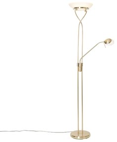 Candeeiro de pé latão com candeeiro de leitura incl. LED e dimmer - Empoli Moderno