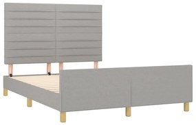 Estrutura de cama com cabeceira 140x200 cm tecido cinza-claro