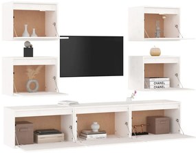 Móveis de TV 7 pcs madeira de pinho maciça branco