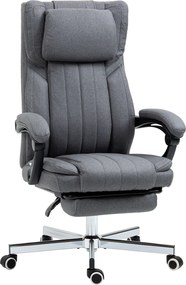 Cadeira de escritório giratória com encosto reclinável e altura ajustável, 65 x 61 x 105-113 cm, cinzenta