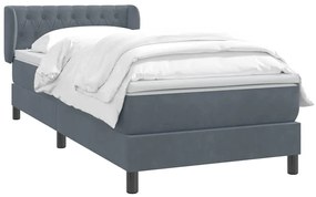 Cama com molas/colchão cinza-escuro 90x210 cm veludo