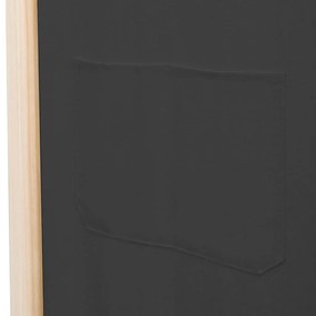 Divisória de quarto com 5 painéis 200x170x4 cm tecido cinzento