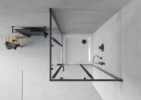 Mexen Rio cabine de duche quadrada 70 x 70 cm, transparente, preta + base Flat, branca - 860-070-070-70-00-4010B