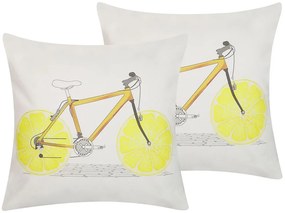 Conjunto 2 almofadas multicolor com motivo de bicicleta 45 x 45 cm RUSCUS Beliani