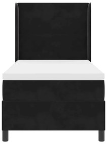 Cama Box Spring vidaXL com Colchão e LED Preto 100x200 cm Veludo