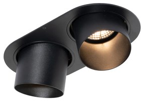 Set van 6 inbouwspots zwart GU10 70mm kantelbaar 2-lichts - Installa Moderno