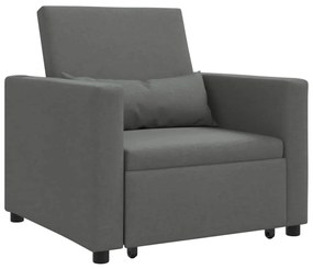 Sofá Cama 3 em 1 Conversível Tecido Cinza Escuro