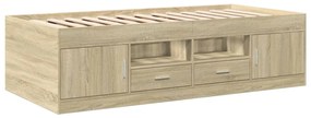 Sofá-cama com gavetas sem colchão 90x200 cm carvalho sonoma