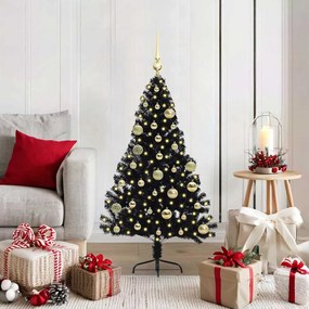vidaXL Árvore de Natal Artificial Pré-iluminada Preto 120 cm PVC