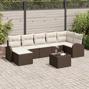 vidaXL Conjunto de Sofá de Jardim de 7 Peças com Almofadas Cinza Rattan Poliéster