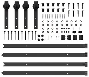 Kit de ferragens para porta deslizante 427 cm aço preto
