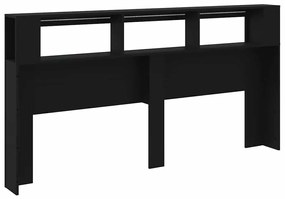 Cabeceira c/ LEDs 200x18,5x103,5 cm derivados de madeira preto
