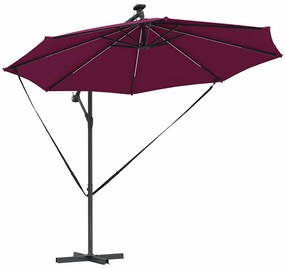 Guarda-sol de Bananeira Cantilever com bloqueio Vermelho bordô