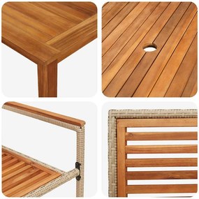 Conjunto de Jantar para Jardim 7 pcs Bege 200 x 100 x 74 cm