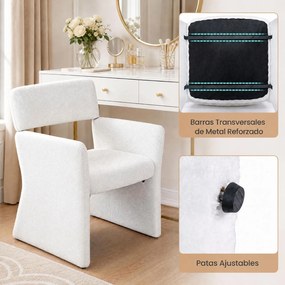 Conjunto de 2 Cadeirões Estofados (MESA NÃO INCLUIDA), 63 x 62 x 83 cm, Estrutura Metálica Reforçada, Branco