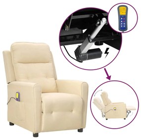 vidaXL Poltrona de massagens tecido cor creme