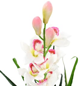 Planta orquídea cymbidium artificial com vaso 100 cm verde