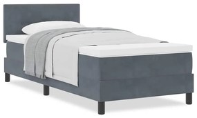 Cama Box Spring com Colchão Cinza Escuro Veludo