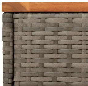 Mesa apoio jardim c/ tampo madeira 58x27,5x55 cm vime PE cinza