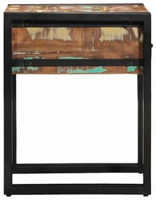 Mesa de Apoio vidaXL com Gaveta Preta 40x40x50 cm em Madeira Recuperad