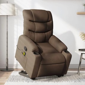 vidaXL Poltrona reclinável massagens tecido castanho