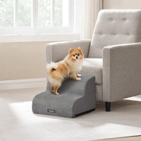Escada para cães 40 x 40 x 30 cm com revestimento antiderrapante e 2 degraus cinza