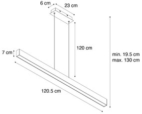 Candeeiro de suspensão preto com LED regulável em 3 níveis 2700-4000K - Keane Moderno