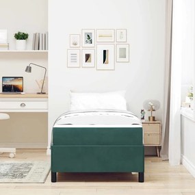 vidaXL Estrutura da Cama com colchão Verde Escuro 90 x 190 cm tecido