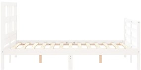 Estrutura de cama com cabeceira 140x190cm madeira maciça branco