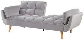 Sofá-cama em veludo cinzento claro ASBY Beliani