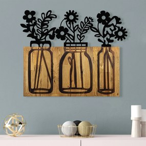 Acessório Decorativo de Parede Flower 5 – Nogueira e Preto – 65 x 3 x