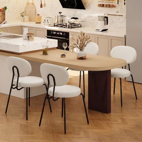 Conjunto de 2 cadeiras de jantar com assento e encosto almofadados, Estrutura em metal, capacidade de 150 kg, para restaurante ou sala de estar, cor c