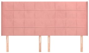 Cabeceira cama c/ abas veludo 163x16x118/128 cm rosa