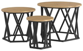 Mesas Laterais Empilháveis vidaXL 3 pcs Carvalho Artisan em Madeira Co