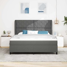 Cama Box com Colchão em Cinza Escuro, 180x200 cm em Tecido