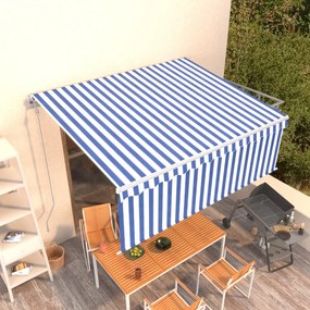vidaXL Toldo retrátil automático com estore 4,5x3 m azul e branco