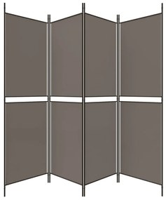 Biombo/divisória com 4 painéis 200x220 cm tecido antracite