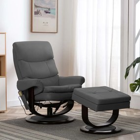 vidaXL Poltrona reclinável couro artificial/madeira curvada antracite