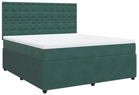 Cama com molas/colchão 180x200 cm veludo verde-escuro